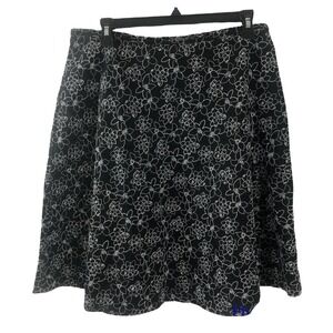Nine & Company Size 10 Black White Floral Midi Skirt Embroidered Casual A-line